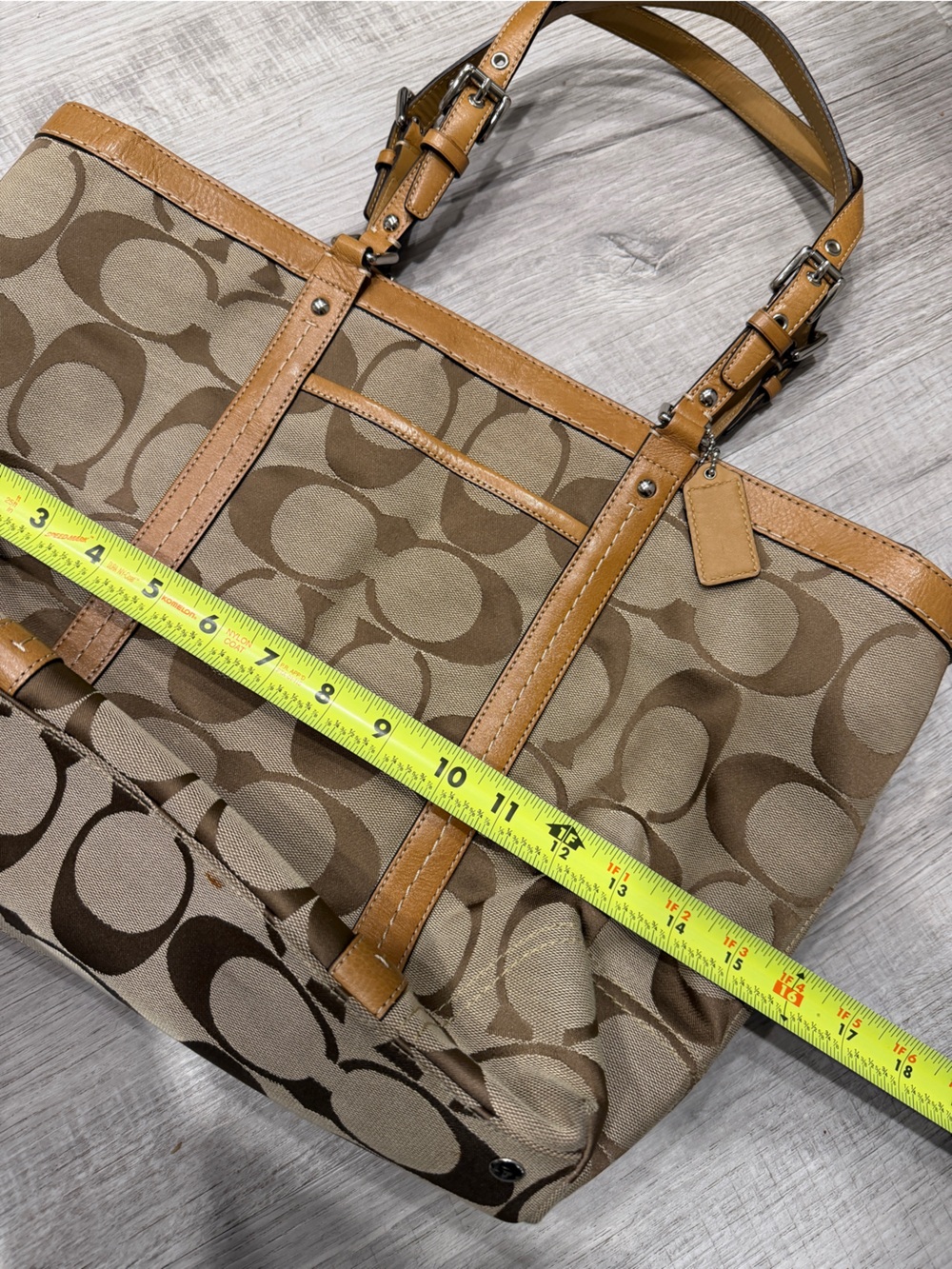 Coach Canvas Logo Tote in Brown and Tan - Picture 7 of 8